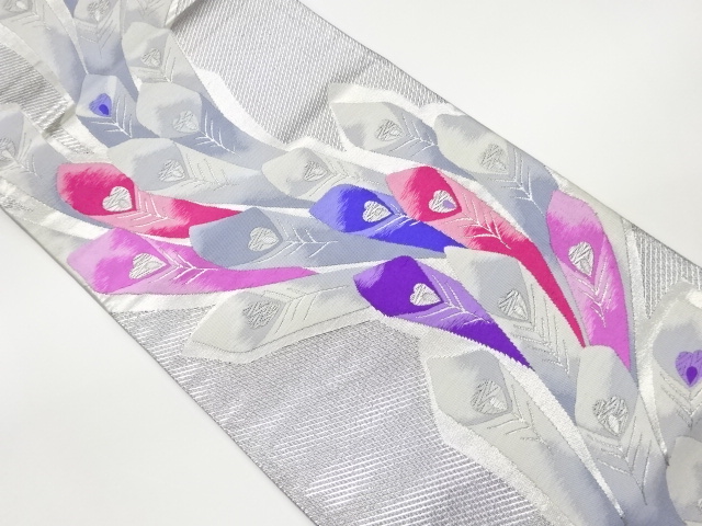 孔雀羽模様織出し袋帯